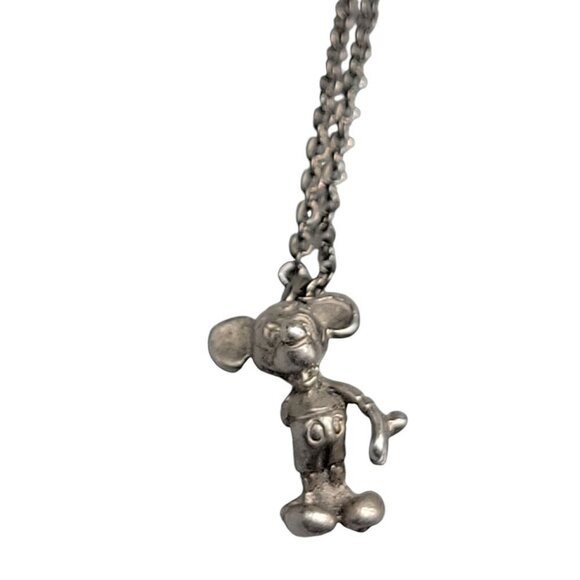 Sterling Silver Disney Vintage Pendant 925 Mickey Mouse 19" Silver Tone Chain - Picture 3 of 16